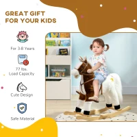 Qaba Rocking Horse with Sound, Ride on Horse with Saddle, Toddler Rocker, Gift for 3-8 Year Old, Brown(m-5)