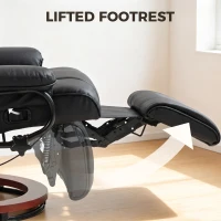 HOMCOM Modern RV Recliner Chair, PU Leather Swivel Recliner Armchair with Footrest for Living Room, Black(m-5)