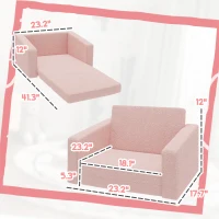Qaba 2 in 1 Kids Fold Out Chair Convertible Sofa to Lounger w/ Washable Cover for Boys and Girls, Pink(m-3)