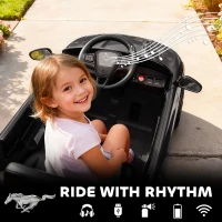 Qaba Ride On Car for Kids, Licensed Ford Mustang Mach-E 12V Electric Car with Remote Control, LED Light, Music, Black(m-7)
