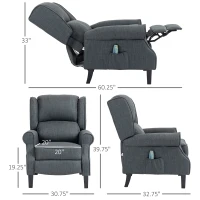 HOMCOM Vibrating Massage Recliner Chair with Heat, Wingback Push Back Reclining Chair for Living Room, Charcoal Gray(m-3)