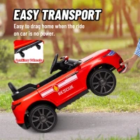 Qaba 12V Kids Electric Fire Truck w/ Remote Control, Spring Suspension, Transport Wheel, Siren, Music, Light, Horn, Red(m-7)