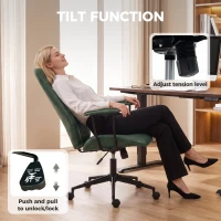 HOMCOM Leather Home Office Desk Chair, Vintage Computer Chair with Padded Arms, 360° Swivel, Adjustable Height, Tilt, Green(m-6)