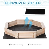 Outsunny Kids Sandbox with Cover, Wooden Sand Box with Seat, Outdoor Children Sand Pit for Backyard, Garden for Ages 3-8, Natural(m-5)