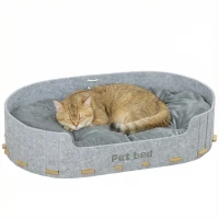 PawHut Dog Bed, Cat Bed with Washable Removable Cushion, Scratch-Resistant, Felt Cat Couch Sofa for Small Medium Dogs, Grey(m-9)