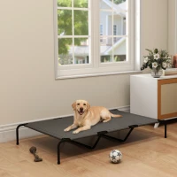 PawHut Elevated Dog Bed, Outdoor Dog Cot, Raised Dog Bed for Large Dogs with Breathable Mesh, Grey(m-7)