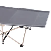 Outsunny Folding Camping Cot for Adults with Carry Bag, Side Pocket, Outdoor Portable Sleeping Bed for Travel Camp Vocation, Grey(m-10)