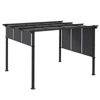 Outsunny 10' x 12' Metal Pergola, Outdoor Pergola with Retractable Canopy, for Garden, Patio, Backyard, Deck(m-9)