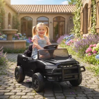 Qaba 12V Kids Ride on Car, Licensed Dodge RAM 3500 Ride on Toys with Dual Motors, Remote Control for Toddlers, Black(m-10)