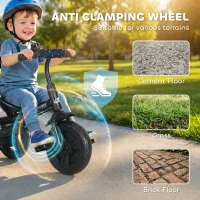 Qaba 6 in 1 Kids Tricycle with Removable Handlebar and Canopy, Navy Blue(m-7)