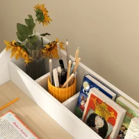 Qaba Kids Desk and Chair Set with Storage and Shelves, for Bedroom & Study Room, Gift for 3-8 Years Old, Natural Wood(m-8)