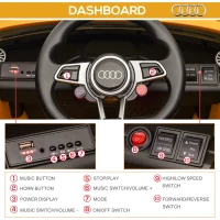 Aosom 6V Kids Electric Ride On Car, Licensed Audi TT RS with Suspension System and Remote Control, Horn, 5 Songs, Lights, MP3 Player - Yellow(m-7)