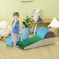 Soozier 5 Piece Climb and Crawl Activity Play Set, Baby Soft Play Set, Foam Climbing Blocks for Toddlers, Kids Preschooler Indoor Play Equipment Contemporary(m-9)