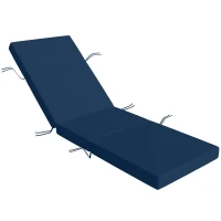 Outsunny Chaise Lounge Cushion, 4" Thick Outdoor Lounge Chair Cushions with Ties for Patio, 26" x 80", Navy Blue(m-11)