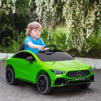 Qaba Mercedes-Benz AMG Licensed 12V Kids Ride on Car with Remote Control, Rear Suspension, LED Lights, Music, Green(m-10)