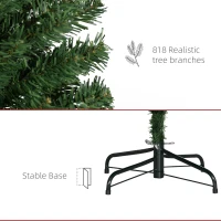 HOMCOM 7 FT Artificial Christmas Tree Pencil Xmas Tree with Stand, 818 Tips, Holiday Home Indoor Decoration for Party, Green(m-6)