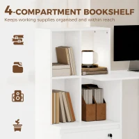 HOMCOM Computer Desk, Office Desk with Bookshelf, File Drawer and Legal Hanging File Holders, White Wood Grain(m-4)