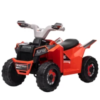 Aosom 6V Quad Kids Electric Car with Wear-resistant Wheels, for Boys and Girls Aged 18-36 Months, Red(m-2)