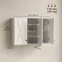 HOMCOM Modern Medicine Cabinet Wall Mounted, Bathroom Wall Cabinet with 3 Doors and Adjustable Shelves, White(m-3)