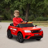 Qaba 12V Kids Electric Fire Truck w/ Remote Control, Spring Suspension, Transport Wheel, Siren, Music, Light, Horn, Red(m-8)