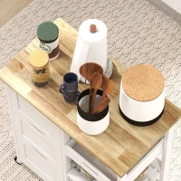 HOMCOM Rolling Kitchen Cart, Kitchen Island with Wood Top, Shelves & Drawers for Dining Area, White(m-7)