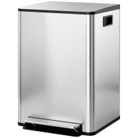 HOMCOM 2 x 30L / 7.9 Gallon Dual Trash Can with Removable Inner Buckets and Handles for Kitchen, Office, Bathroom, Silver(m-9)