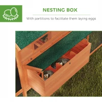 PawHut 137" Wooden Chicken Coop with Chicken Run, Nesting Box, Orange(m-6)