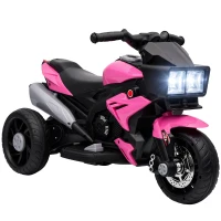 Aosom Kids Electric Pedal Motorcycle Ride-On Toy 6V Battery Powered w/ Music Horn Headlights Motorbike for 37–60 M Pink(m-13)