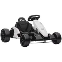 Qaba 24V Electric Go Kart with Dual 150W Motors, Adjustable Seat & 11.2MPH High Speed, Slow Start, 5-Point Harness, White(m-9)