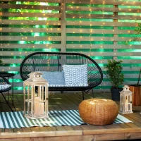 HOMCOM 2 Pack 28"/20" Large Rustic Wooden Lantern Decorative, Indoor/Outdoor Lantern for Home Décor (No Glass), Natural(m-9)