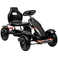 Aosom Pedal Go Kart for Kids, Pedal Car with Adjustable Bucket, Handbrake, 4 Rubber Wheels Powered Ride, Black(m-9)