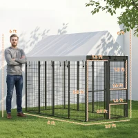 PawHut Large Dog Kennel Outdoor with Roof, 3 Doors, Expandable Heavy Duty Dog Kennel Dog Run for All Breed Sizes, 8' x 4' x 6'(m-3)