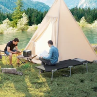 Outsunny Folding Camping Cot Sleeping Beds for adults Office Outdoor Hiking Portable, Black(m-1)