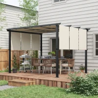 Outsunny 10' x 12' Metal Pergola, Outdoor Pergola with Retractable Canopy, for Garden, Patio, Backyard, Deck(m-8)