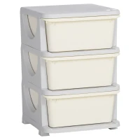 Qaba 3 Tier Kids Toy Organizer and Storage Bins with 3 Plastic Drawers, Cream White(m-9)