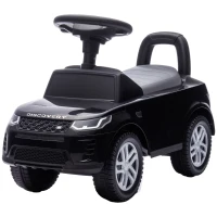Qaba Licensed Land Rover Ride on Push Car with Anti-Tip Device, Under-Seat Storage, Horn, Engine Sounds for 18-36 M, Black(m-2)