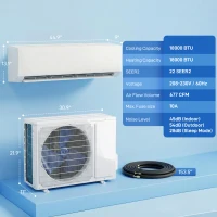 HOMCOM 18000 BTU Mini Split Air Conditioner, 22 SEER2 230V WIFI Enabled Inverter AC Unit Cools up to 1250 Sq.Ft(m-3)