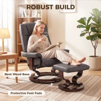 HOMCOM Faux Leather Reclining Chair with Ottoman, Manual Recliner with Tufted Back and Wood Frame for Living Room, Brown(m-7)