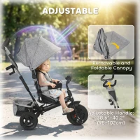 Qaba 6 in 1 Tricycle for Toddler 1-5 Years with Parent-Push Handle, Grey(m-5)