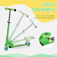Qaba Snow Scooter, 2 in 1 Design Adjustable Height Scooter Snow Sled for Kids Aged Over 7 Years Old, Foldable Kids Sled Ski Scooter with Wheels Blades, Green(m-6)