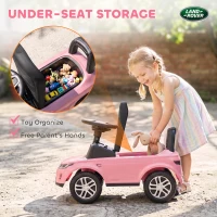 Qaba Licensed Land Rover Ride on Push Car with Anti-Tip Device, Under-Seat Storage, Horn, Engine Sounds for 18-36 M, Pink(m-7)