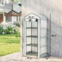 Outsunny Mini Greenhouse with Screen Roof, 4 Tier Portable Small Greenhouse with High Strength PE Cover, White(m-3)