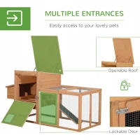 PawHut 75" Wooden Chicken Coop with Nesting Box, Outdoor Hen House with Removable Tray, Ramp, Run, Poultry Cage for Garden Backyard, Natural Wood(m-5)