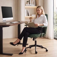 HOMCOM Leather Home Office Desk Chair, Vintage Computer Chair with Padded Arms, 360° Swivel, Adjustable Height, Tilt, Green(m-8)