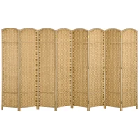 HOMCOM Folding Room Divider Screen 8 Panel 5.6 ' Tall Privacy Screen Freestanding Room Partition for Home Office, Nature Wood(m-1)