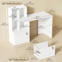 HOMCOM Computer Desk, Office Desk with Bookshelf, File Drawer and Legal Hanging File Holders, White Wood Grain(m-3)