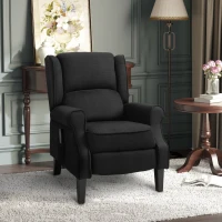 HOMCOM Vibration Massage Recliner Chair for Living Room with Heat,  Wingback Single Sofa, Modern Suede Fabric Push Back Reclining Chair with Footrest, Side Pocket, Black(m-16)