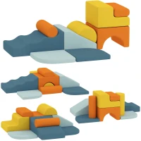 Qaba 9-Piece Soft Play Set, Kids Soft Play Foam Blocks with Detachable Cover for Climbing and Crawling, Multicolored(m-1)