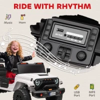 Qaba Ride on Truck Car with 2-Seater, 24V Electric Car with 4 Motors, Remote Control, Spring Suspension for 3-8 Years, White(m-9)