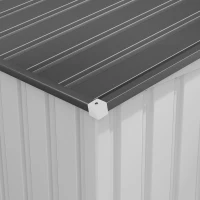 Outsunny 5x7 Garden Shed, Lean-to Metal Storage with Foundation, Sliding Door & 2 Vents for Garden Tools, White(m-11)